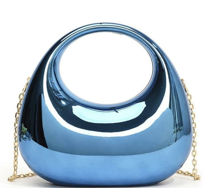 Luxury Rainbow Holographic Acrylic Clutch - Futuristic Metallic Handbag for Women