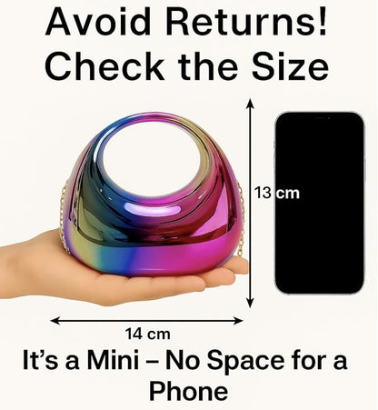 Luxury Rainbow Holographic Acrylic Clutch - Futuristic Metallic Handbag for Women