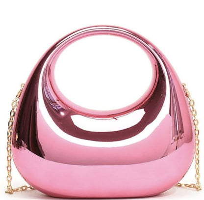Luxury Rainbow Holographic Acrylic Clutch - Futuristic Metallic Handbag for Women