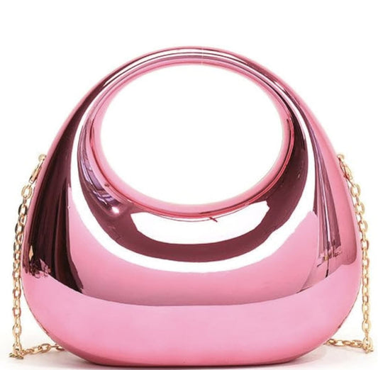 Luxury Rainbow Holographic Acrylic Clutch - Futuristic Metallic Handbag for Women