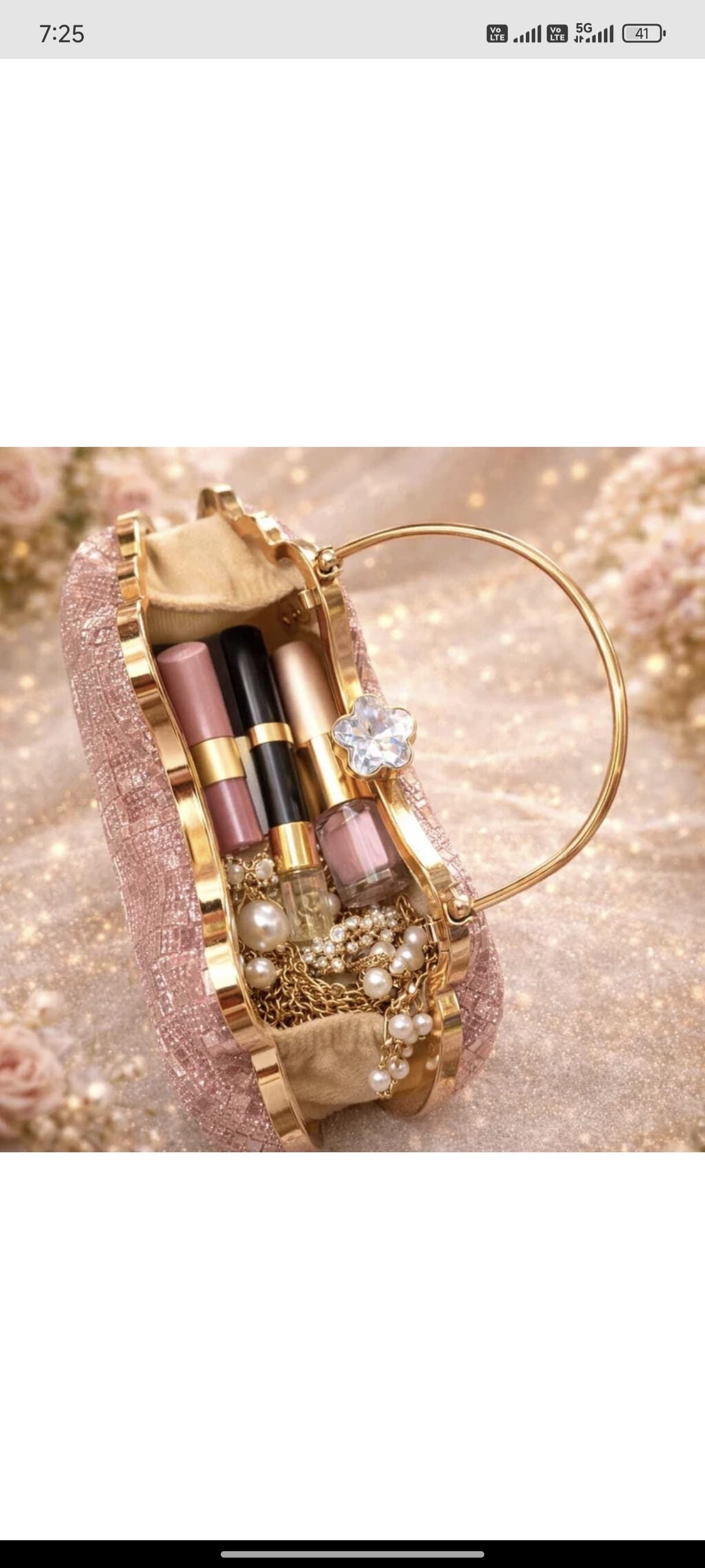 Luxury Pink Glitter Party Wear Clutch for Women - Elegant Bridal Handbag with Golden Handle