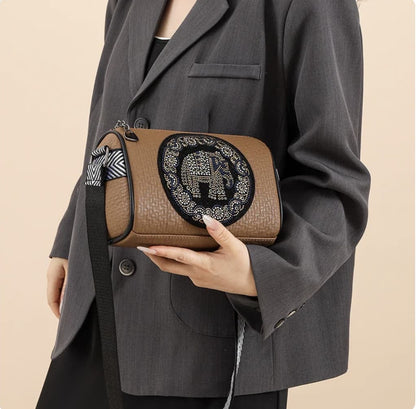 Brown Lush Sling Bag for Women with Elephant Motif & Stylish Strap
