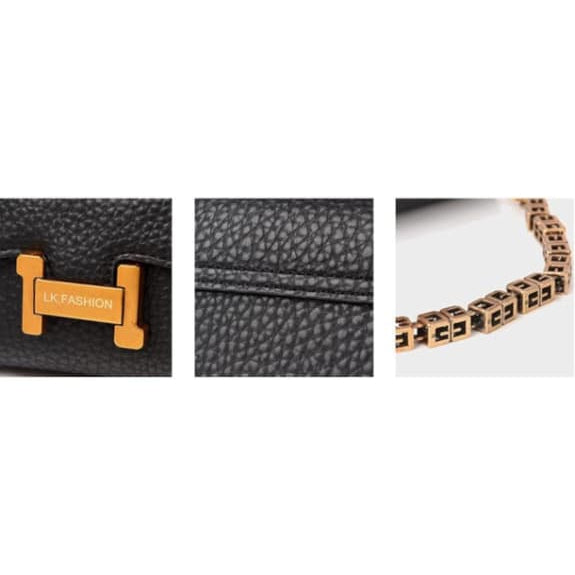Luxury Textured Leather Sling Bag for Women - Trendy Small Crossbody Handbag with Designer Gold Chain & "H" Buckle