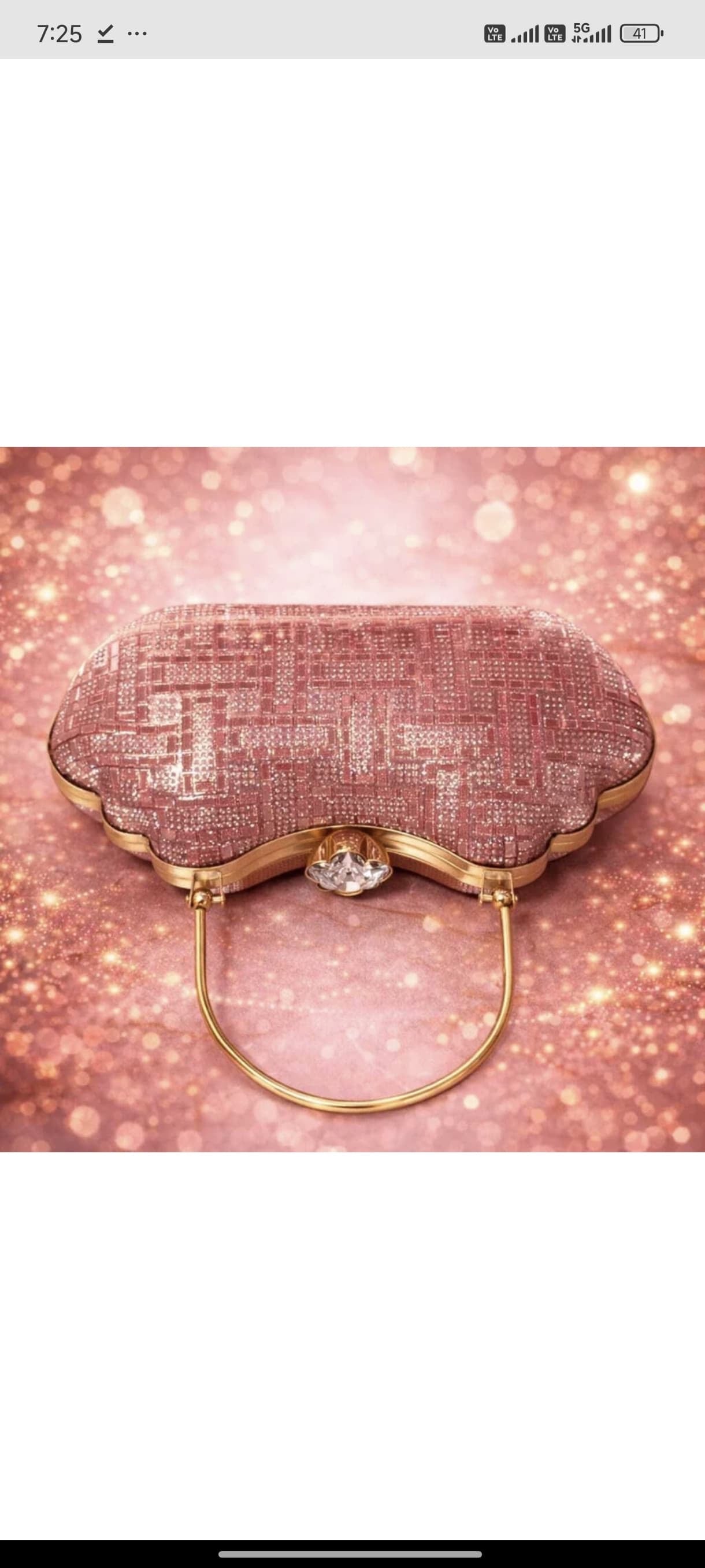 Luxury Pink Glitter Party Wear Clutch for Women - Elegant Bridal Handbag with Golden Handle