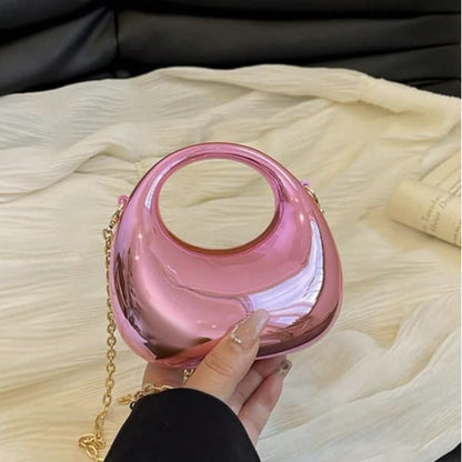 Luxury Rainbow Holographic Acrylic Clutch - Futuristic Metallic Handbag for Women