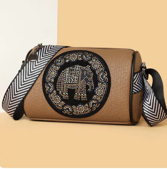 Brown Lush Sling Bag for Women with Elephant Motif & Stylish Strap