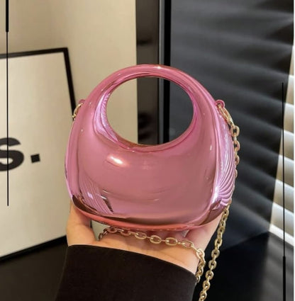 Luxury Rainbow Holographic Acrylic Clutch - Futuristic Metallic Handbag for Women