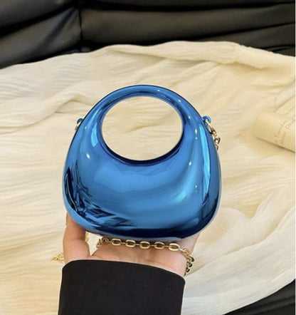 Luxury Rainbow Holographic Acrylic Clutch - Futuristic Metallic Handbag for Women