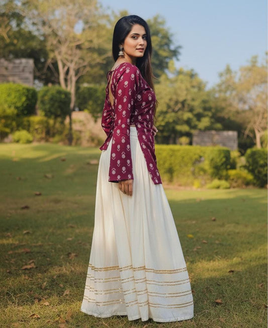 Womens Rayon Printed Top & Sharara Set – Festive Edition