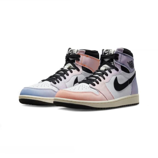 Pair of high-top sneakers with a brand logo on a white background