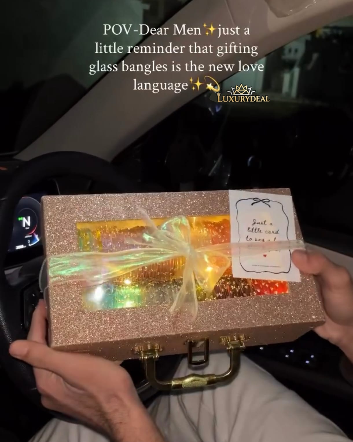 Luxury Glass Bangles Gift Box with LED Lights - Perfect Gift for Wife/Girlfriend