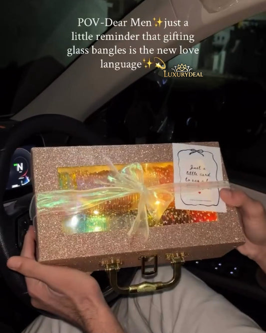 Luxury Glass Bangles Gift Box with LED Lights - Perfect Gift for Wife/Girlfriend