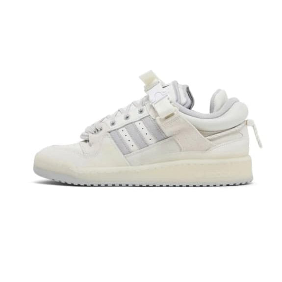 White sneaker with brand logo on a white background