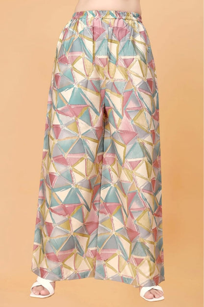 Premium Geometric Print Women's Kurta with Palazzo Set - Stylish Ethnic Wear