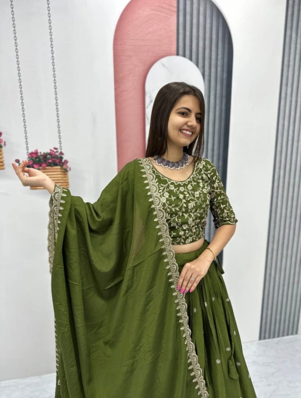 Premium White & Gold Elephant Print Lehenga Choli Set - Traditional Wedding Wear