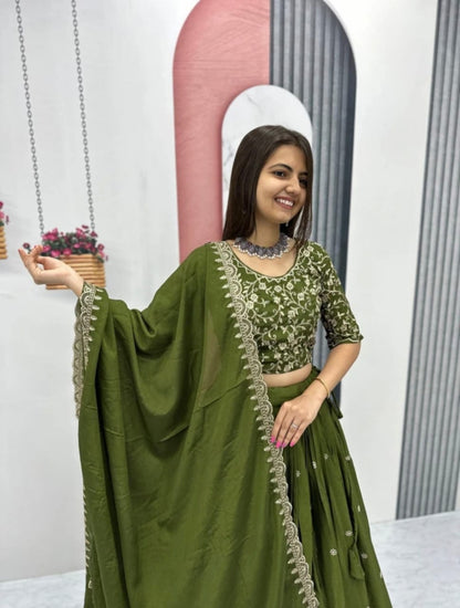 Premium White & Gold Elephant Print Lehenga Choli Set - Traditional Wedding Wear