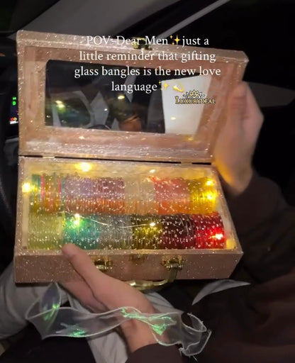 Luxury Glass Bangles Gift Box with LED Lights - Perfect Gift for Wife/Girlfriend