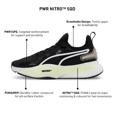 Puma Nitro Squad Black & White - Professional Gym & Running Shoes